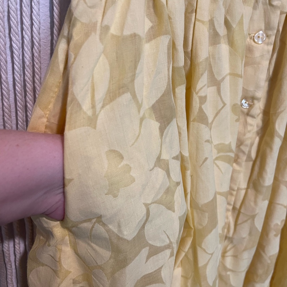 Rabbit Rabbit Rabbit Yellow Floral Summer Tea Dress W/ Pockets Sz S - Picture 9 of 11
